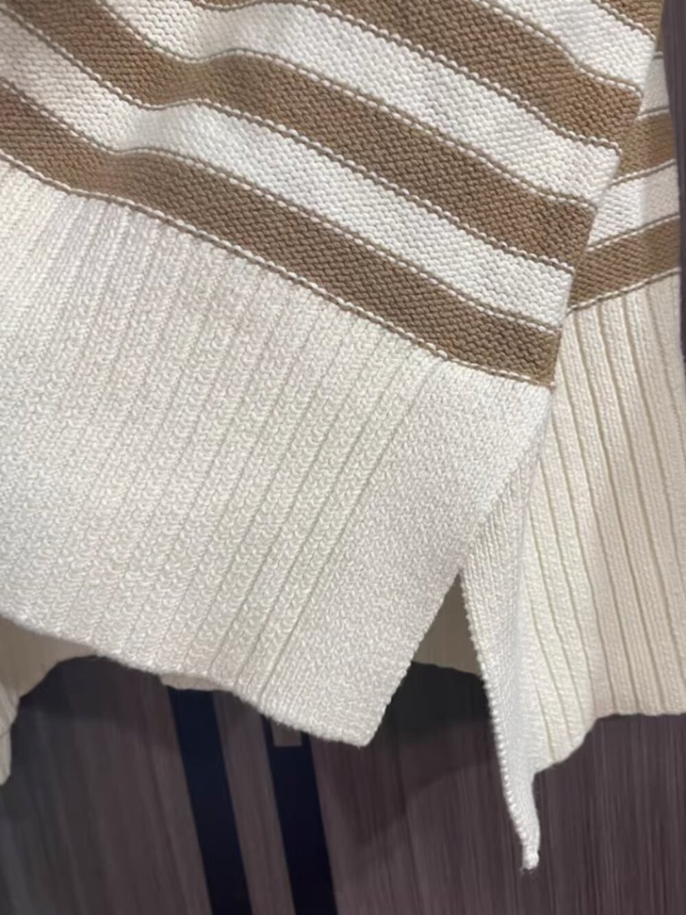 Veronica Beard Saylor Cardigan XL Cream/Tan Stripes Cotton Causal - Picture 7 of 7